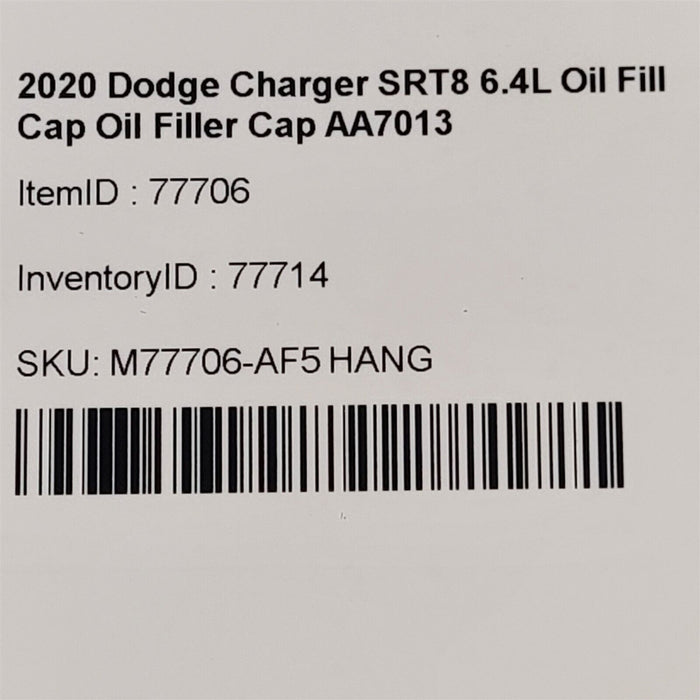 2020 Dodge Charger SRT8 6.4L Oil Fill Cap Oil Filler Cap AA7013