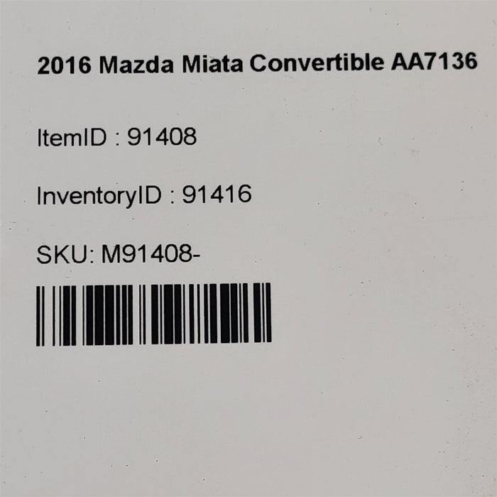 2016 Mazda Miata Mx-5 Automatic Transmission With Torque Converter 36K Aa7136