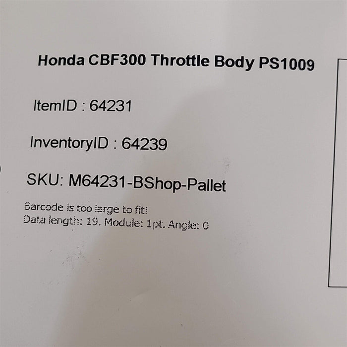 2020 Honda CBF300 Fuel Injector Throttle Body PS1009