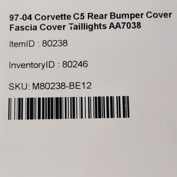 97-04 Corvette C5 Rear Bumper Cover Fascia Cover Taillights AA7038