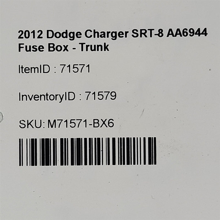 2012 Dodge Charger SRT-8 Fuse Junction Relay Box Section Fuses AA6944