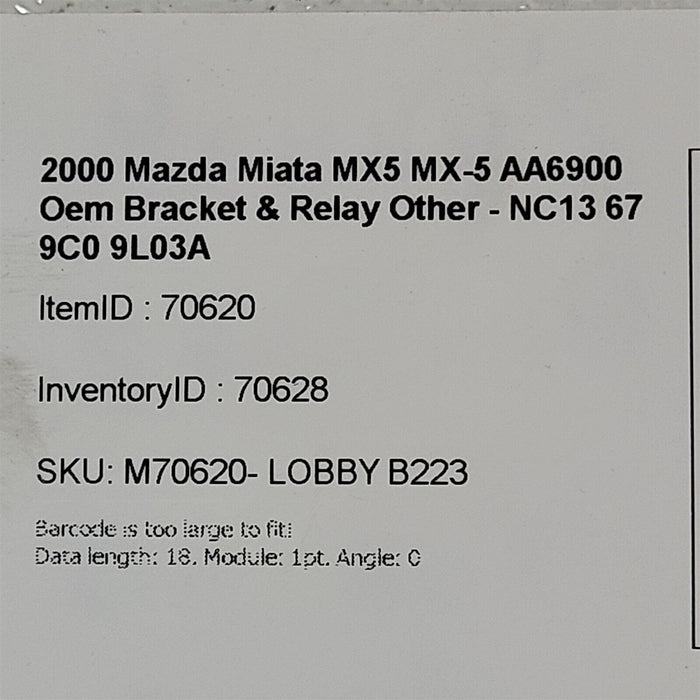 2000 Mazda Miata MX5 MX-5 Relay Module Box NC13 67 9C0 AA6900