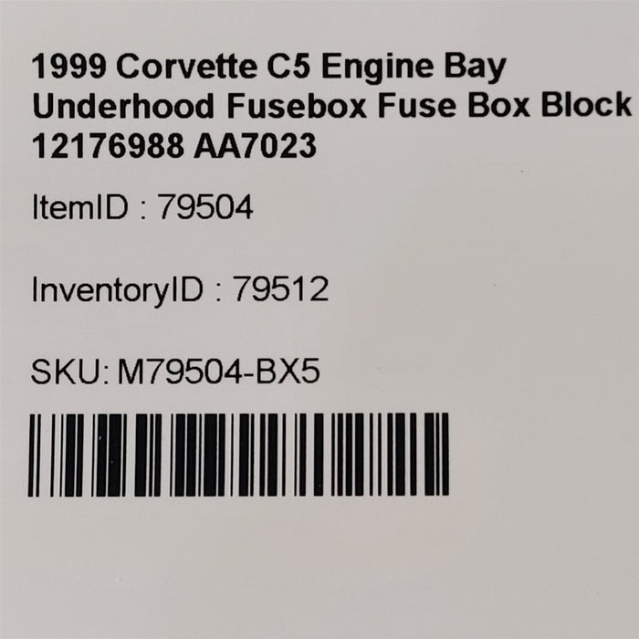 1999 Corvette C5 Engine Bay Underhood Fusebox Fuse Box Block 12176988 AA7023