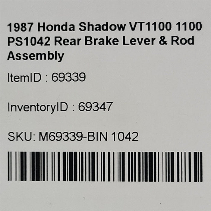 1987 Honda Shadow VT1100 1100 Rear Brake Lever & Rod Assembly PS1042