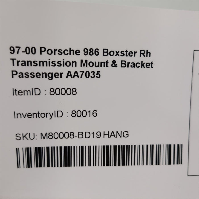 97-00 Porsche 986 Boxster Rh Transmission Mount & Bracket Passenger AA7035
