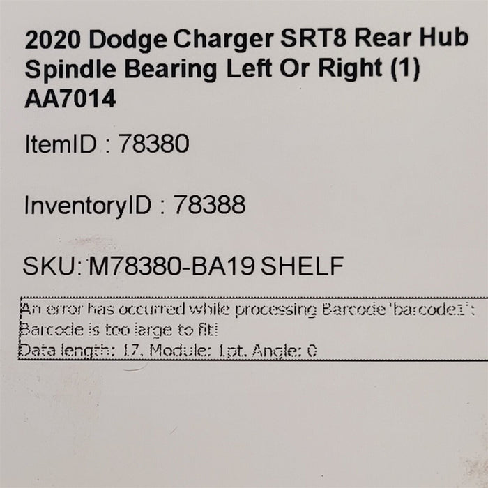 15-22 Dodge Charger SRT8 Rear Hub Spindle Bearing Left Or Right (1) AA7014