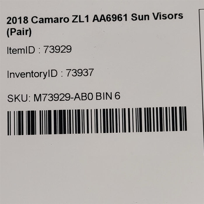 16-20 Camaro ZL1 Sunvisor Sun Visor Set Pair Coupe AA6961