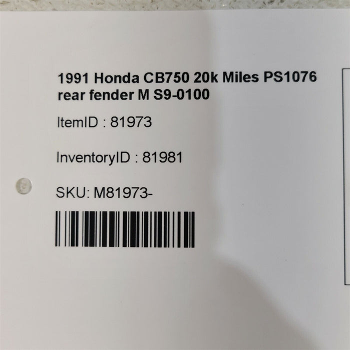 91-03 Honda CB 750 Nighthawk Rear Fender License Plate Holder 20k Miles PS1076