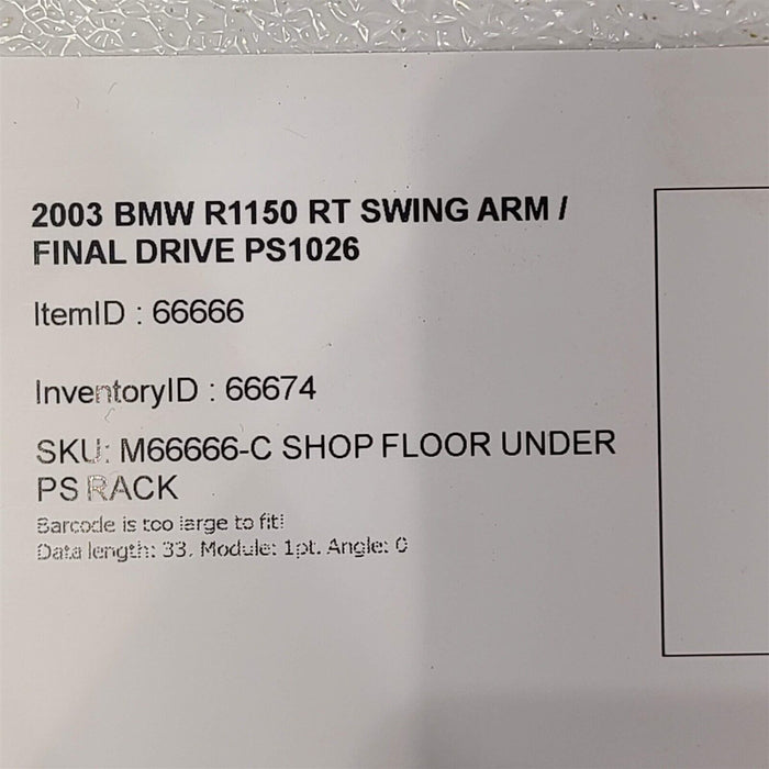 2003 BMW R1150 RT Swing Arm Final Drive Housing PS1026