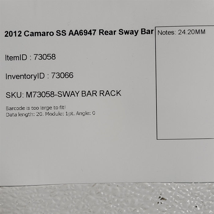 12-15 Camaro Ss Rear Sway Stabilizer Bar Oem Gm AA6947