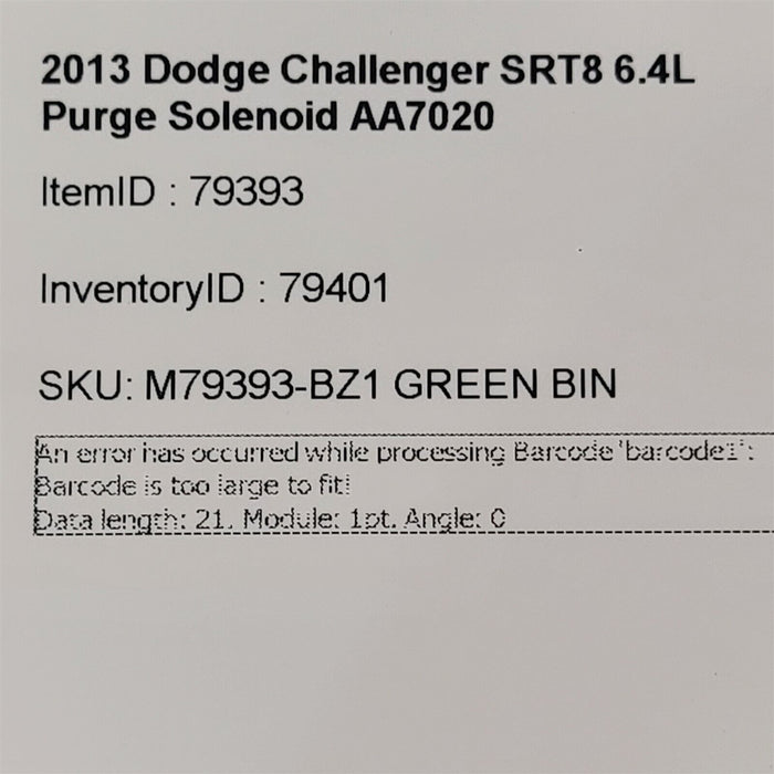 11-14 Dodge Challenger SRT8 6.4L Purge Solenoid AA7020