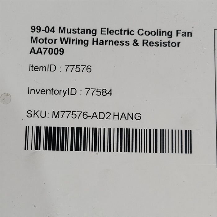 99-04 Mustang Electric Cooling Fan Motor Wiring Harness & Resistor AA7009