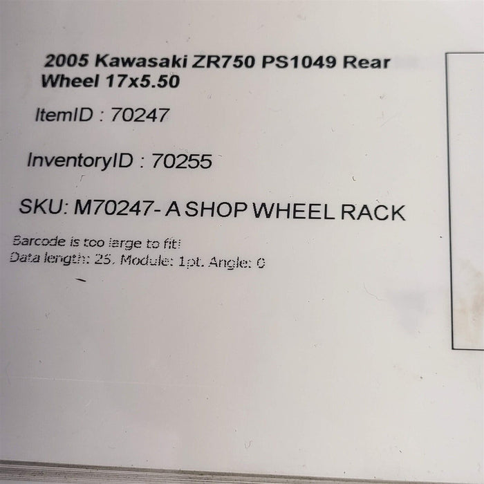 2005 Kawasaki ZR750 Rear Wheel 17x5.50 PS1049