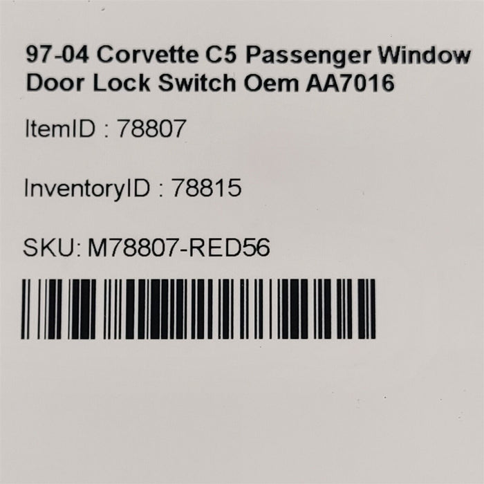 97-04 Corvette C5 Passenger Window Door Lock Switch Oem AA7016