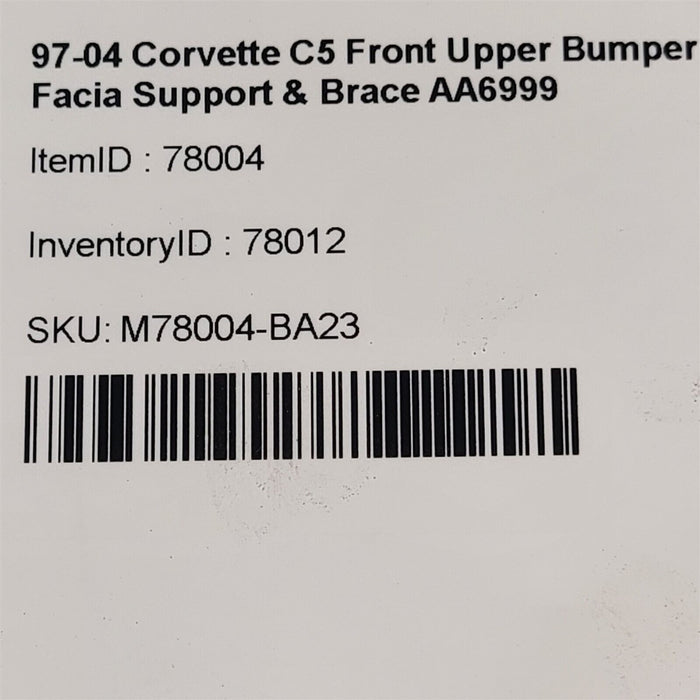 97-04 Corvette C5 Front Upper Bumper Facia Support & Brace AA6999