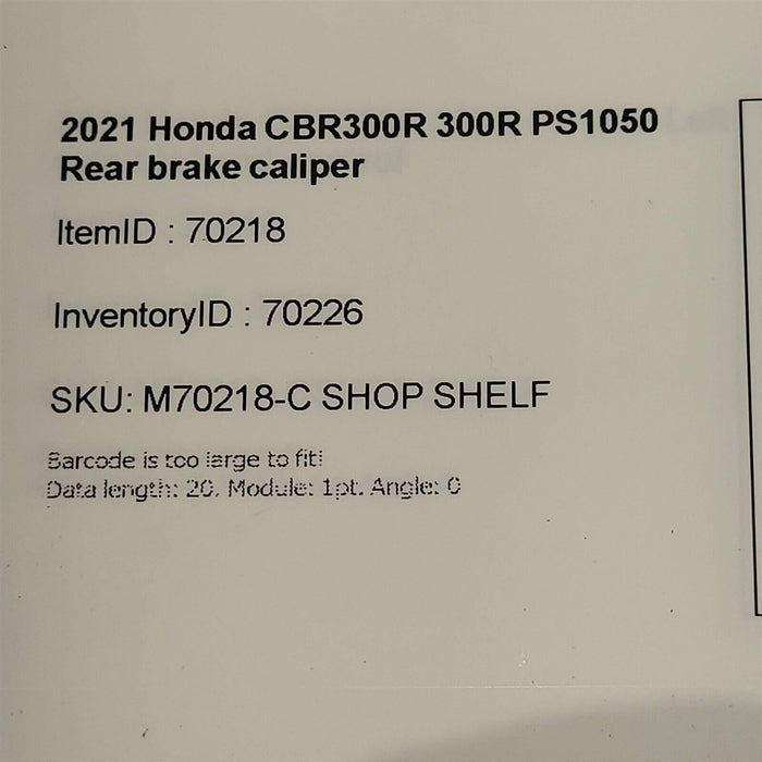 2021 Honda CBR300R 300R Rear Brake Caliper PS1050