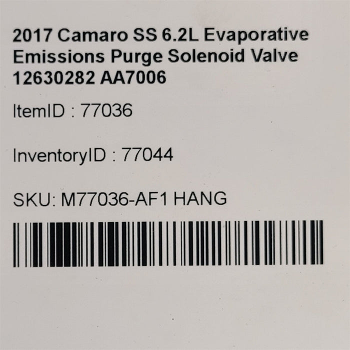 16-18 Camaro SS 6.2L Evaporative Emissions Purge Solenoid Valve 12630282 AA7006