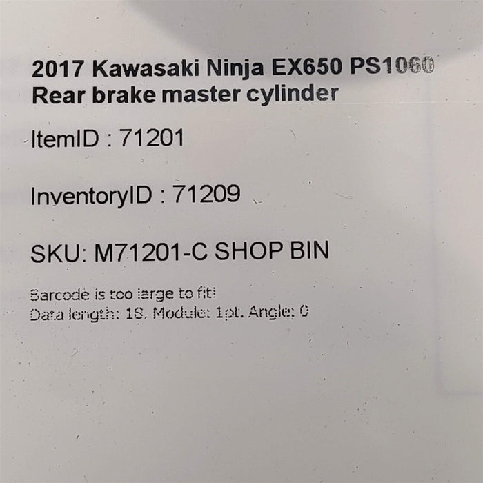 2017 Kawasaki Ninja EX650 Rear brake master cylinder with Line PS1060