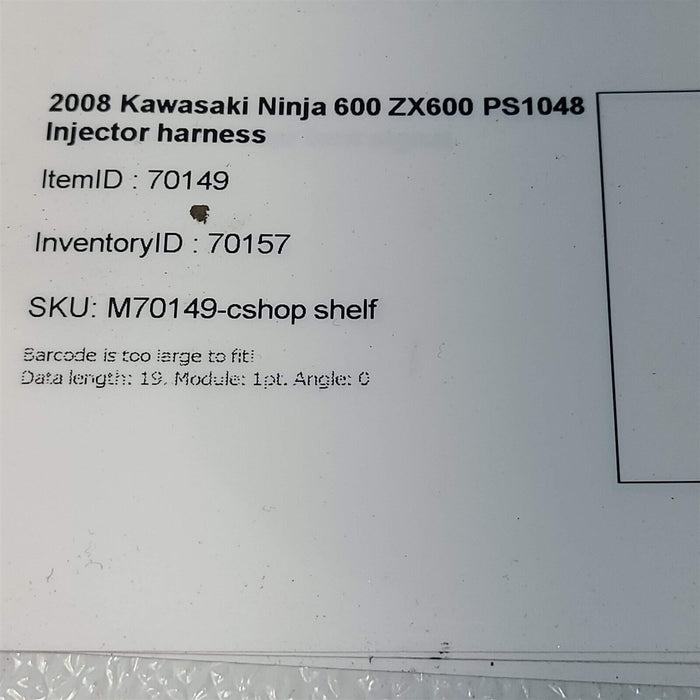 2008 Kawasaki Ninja 600 ZX600 Fuel Injector wiring harness PS1048