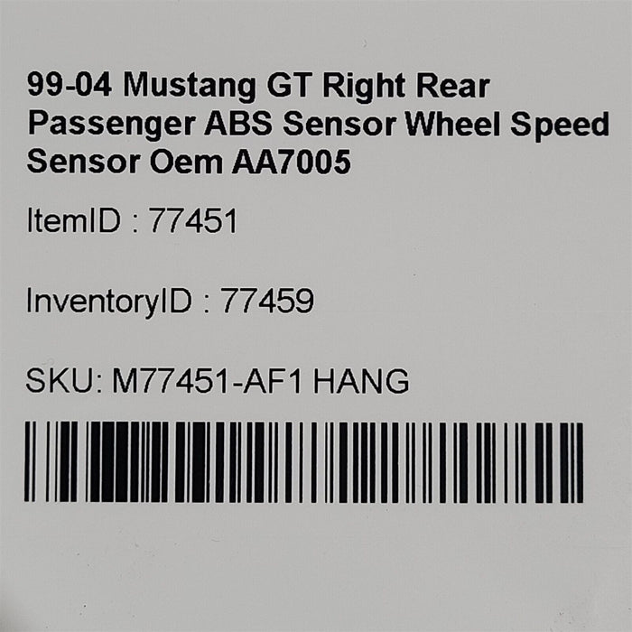 99-04 Mustang GT Right Rear Passenger ABS Sensor Wheel Speed Sensor Oem AA7005