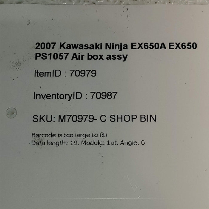 2007 Kawasaki Ninja EX650A EX650 Air Cleaner Box Intake PS1057