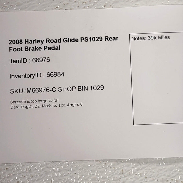 2008 Harley Road Glide Rear Foot Brake Pedal PS1029