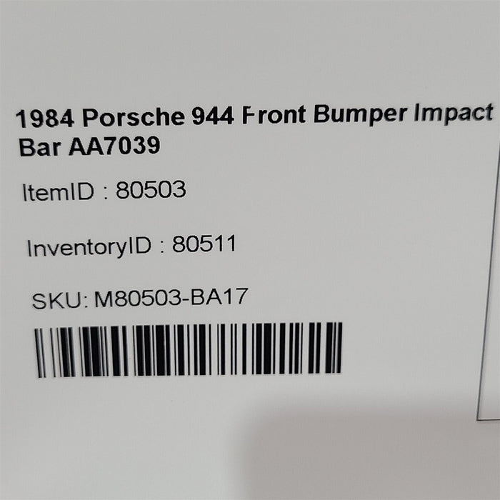 1984 Porsche 944 Front Bumper Impact Bar AA7039