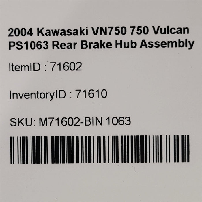 2004 Kawasaki VN750 750 Vulcan Rear Brake Hub Assembly PS1063