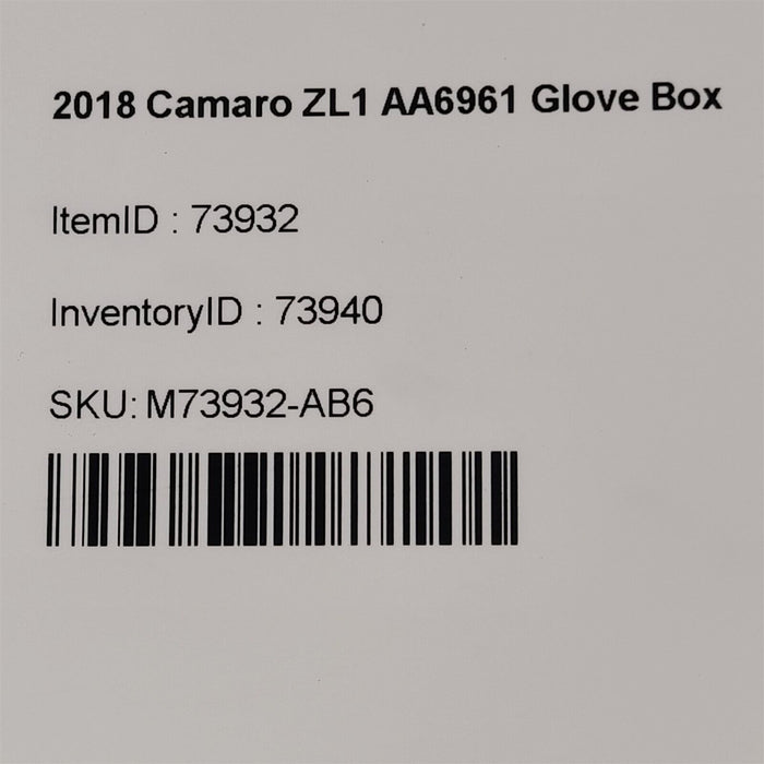 17-20 Camaro ZL1 SS Glove Box Glovebox With Handle Latch AA6961
