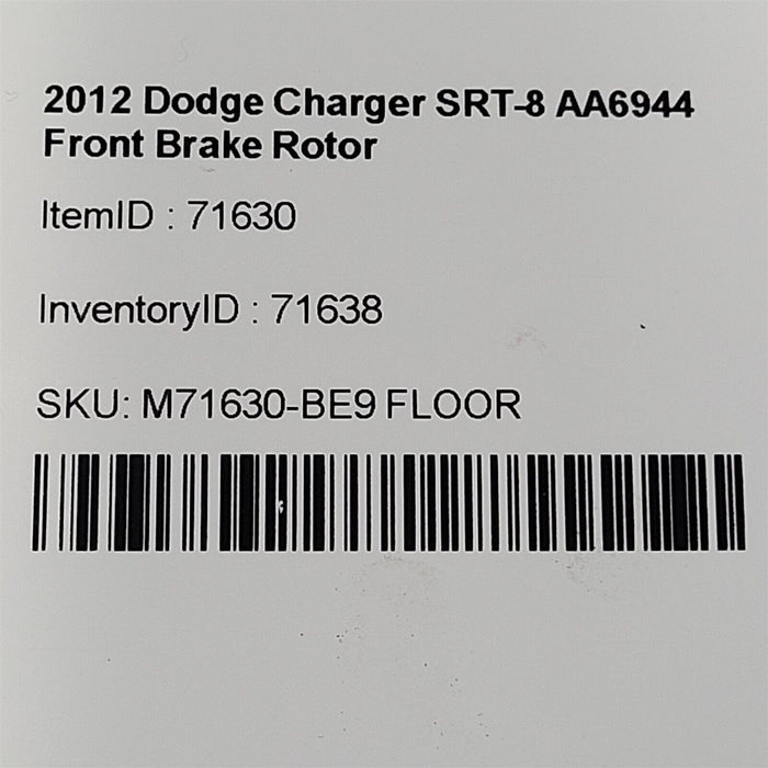 2012 Dodge Charger SRT-8 Front Brake Rotor OEM Slotted AA6944