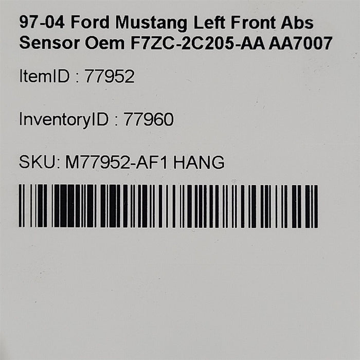 97-04 Ford Mustang Left Front Abs Sensor Oem F7ZC-2C205-AA AA7007