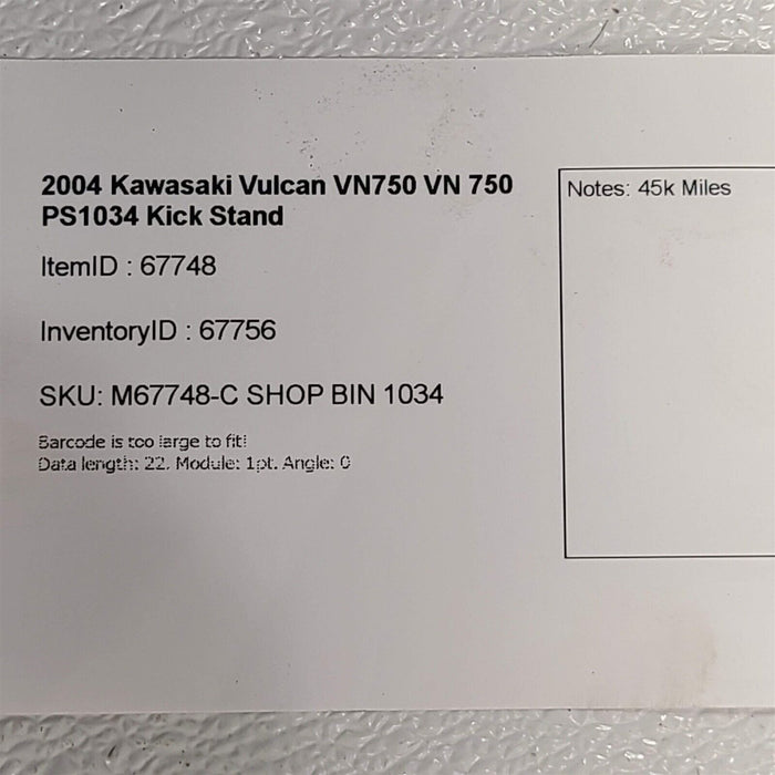 2004 Kawasaki Vulcan VN750 VN 750 Kick Stand PS1034