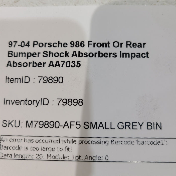 97-04 Porsche 986 Front Or Rear Bumper Shock Absorbers Impact Absorber AA7035