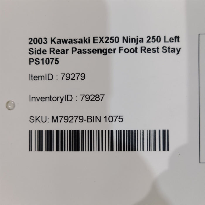 2003 Kawasaki EX250 Ninja 250 Left Side Rear Passenger Foot Rest Stay PS1075