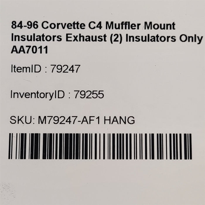 84-96 Corvette C4 Muffler Mount Insulators Exhaust (2) Insulators Only AA7011