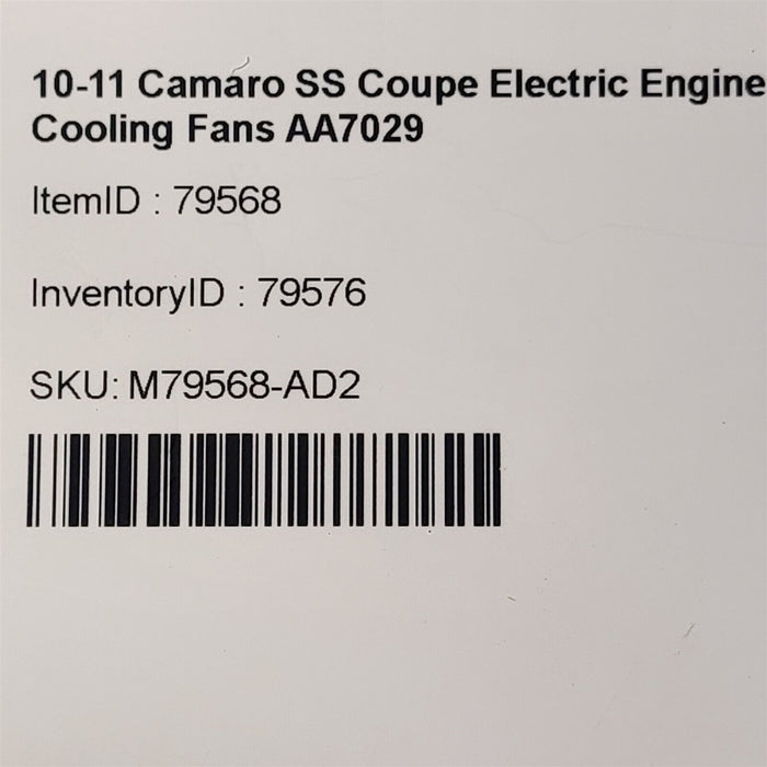 10-11 Camaro SS Coupe Electric Engine Cooling Fans AA7029