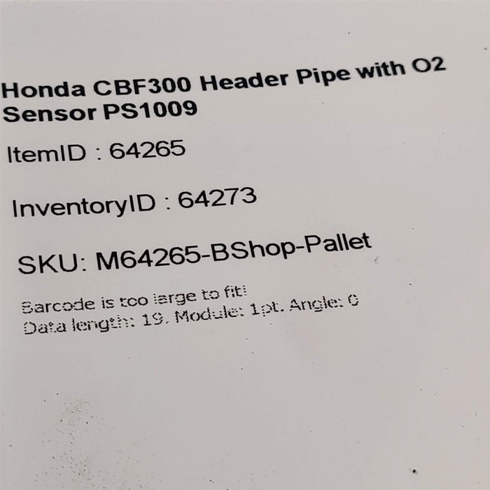 2020 Honda CBF300 Header Pipe with O2 Sensor Exhaust Pipe PS1009