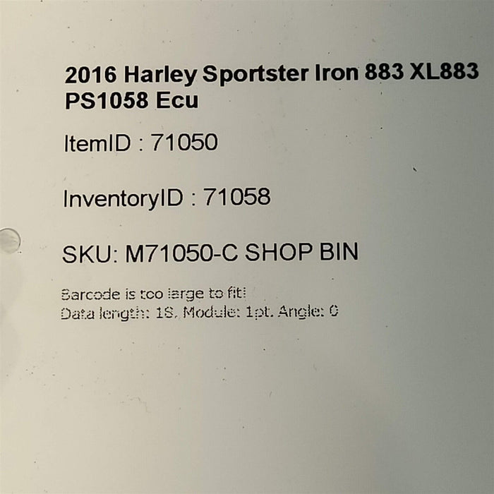 2016 Harley Sportster Iron 883 XL883 Computer ECU CDI Module PS1058