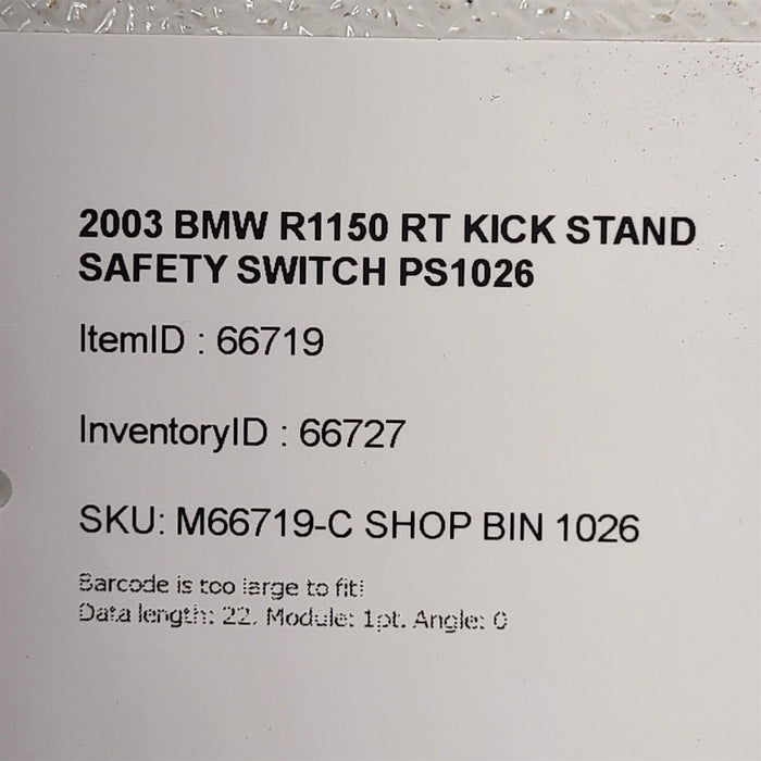 2003 Bmw R1150 Rt Kick Stand Safety Switch Sensor Ps1026