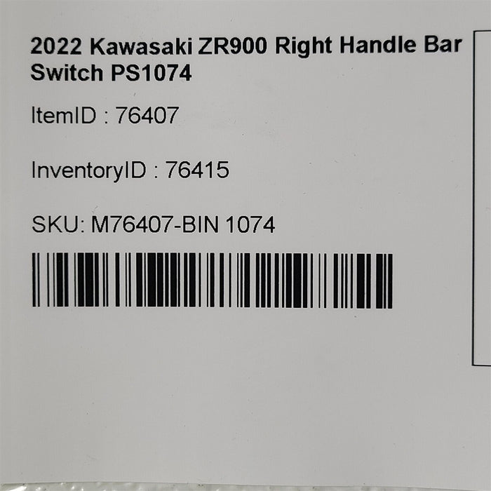 2022 Kawasaki ZR900 Right Handle Bar Start Stop Run Switch PS1074