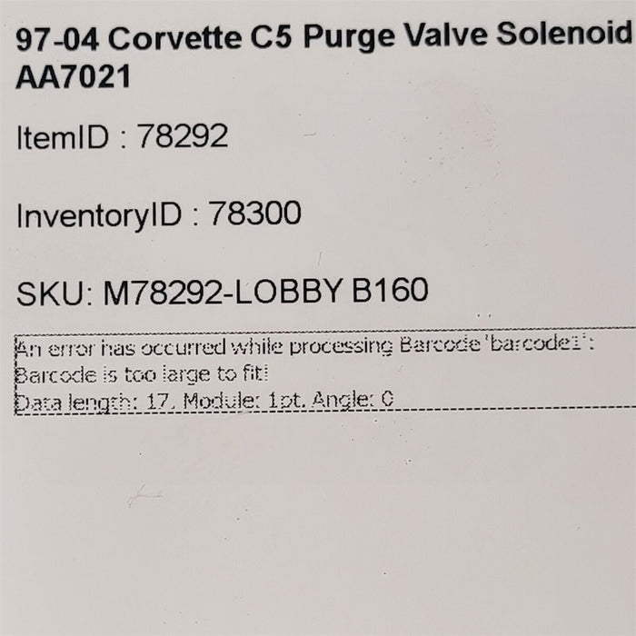 97-04 Corvette C5 Purge Valve Solenoid AA7021