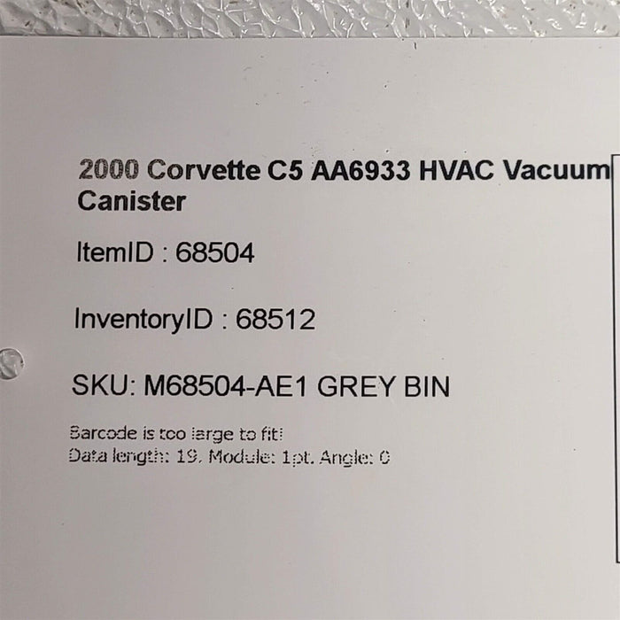 97-04 Corvette C5 Climate Control Vacuum Canister AA6933