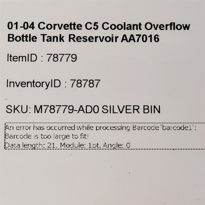 01-04 Corvette C5 Coolant Overflow Bottle Tank Reservoir AA7016