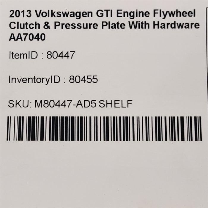 12-13 Volkswagen GTI Golf Engine Flywheel Clutch Pressure Plate Hardware AA7040