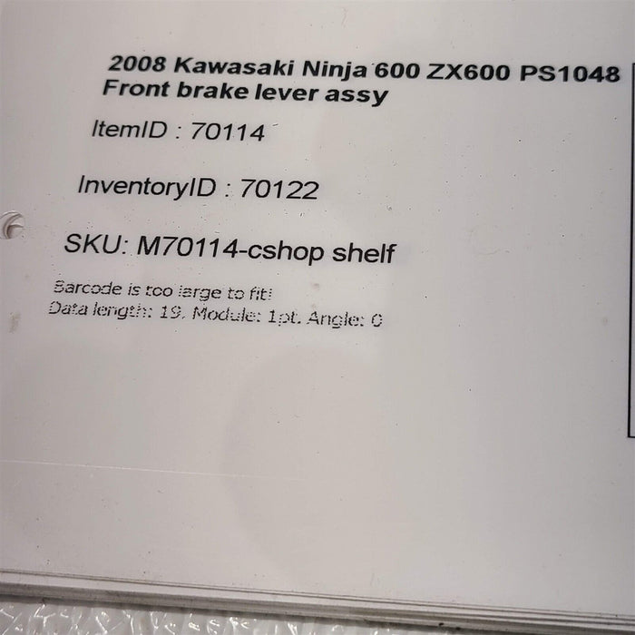 2008 Kawasaki Ninja 600 ZX600 Front brake lever assy PS1048