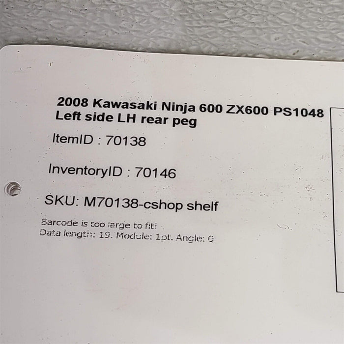 2008 Kawasaki Ninja 600 ZX600 Left side LH rear peg PS1048