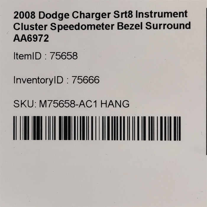 05-10 Dodge Charger Srt8 Instrument Cluster Speedometer Bezel Surround AA6972