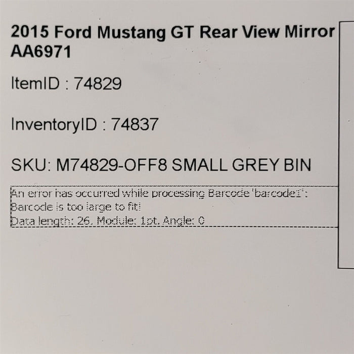 2015 Ford Mustang GT Rear View Mirror AA6971