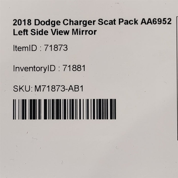 2018 Dodge Charger Scat Pack Driver Side View Mirror LH Heated AA6952