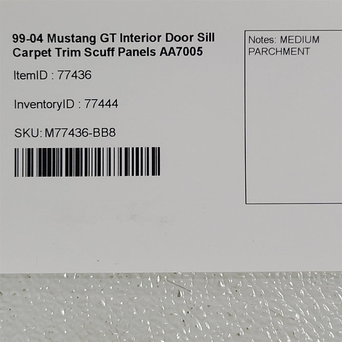 99-04 Mustang GT Interior Door Sill Carpet Trim Scuff Panels AA7005